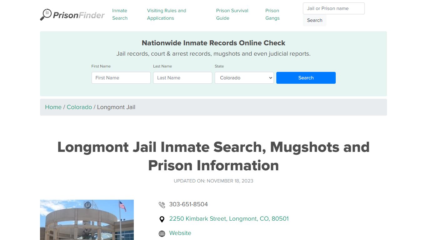 Longmont Jail Inmate Search, Mugshots and Prison Information